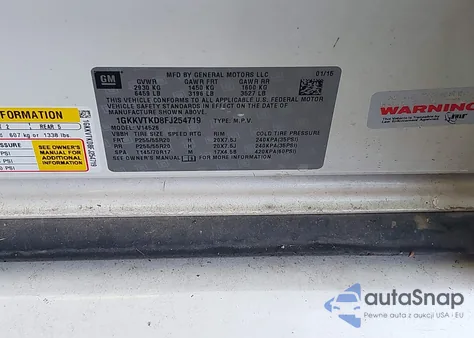 2015 GMC Acadia Denali из США, поврежденный, VIN 1GKKVTKD8FJ254719